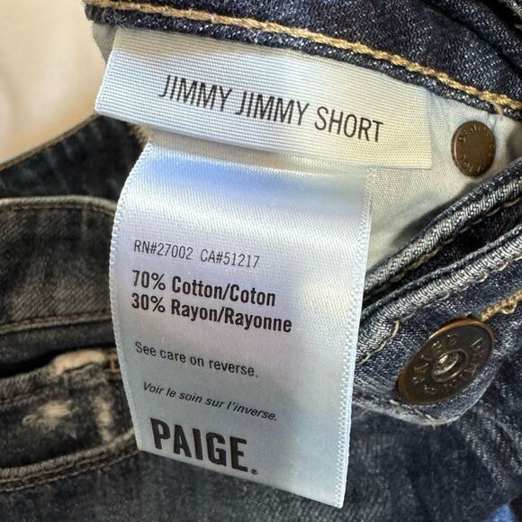 Paige Jimmy Jimmy High Rise Distressed Cuffed Denim Shorts - Picture 8 of 8